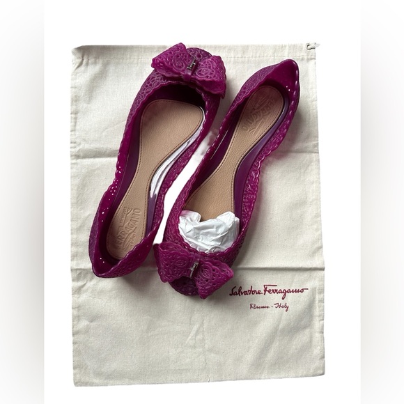 Salvatore Ferragamo Nilly purple jelly ballerina flats sz 10 EUC full set - Picture 7 of 15